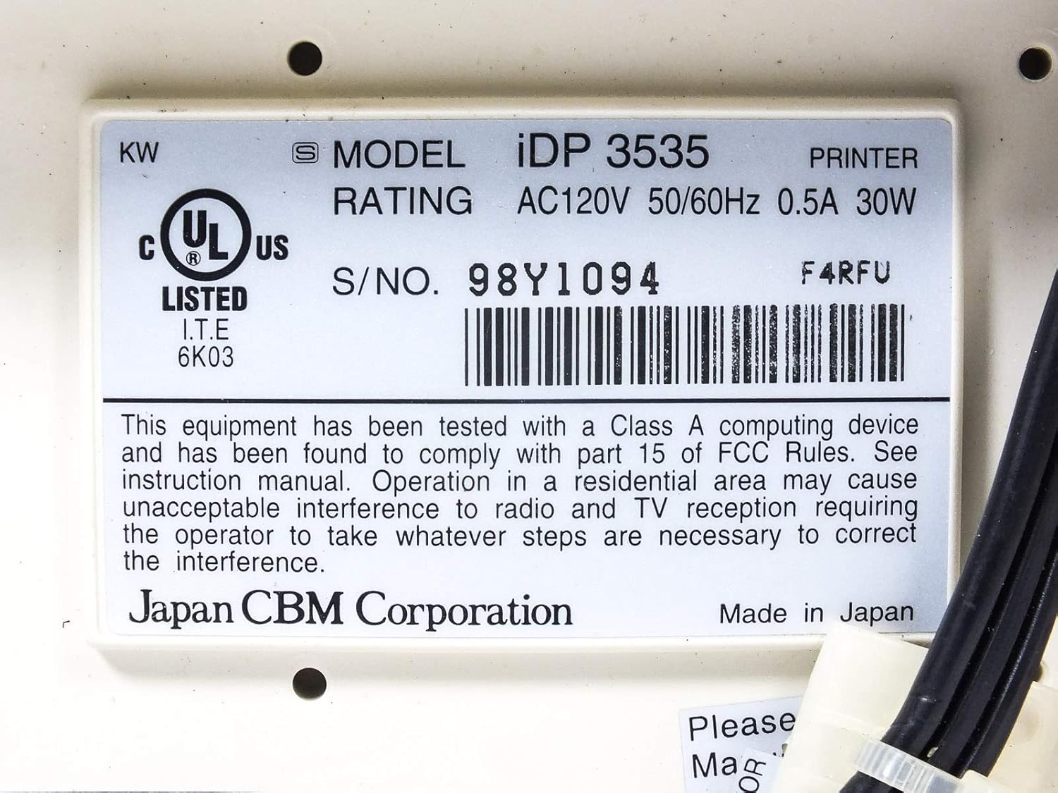 Tractor Feed Printer & Card Reader C29123