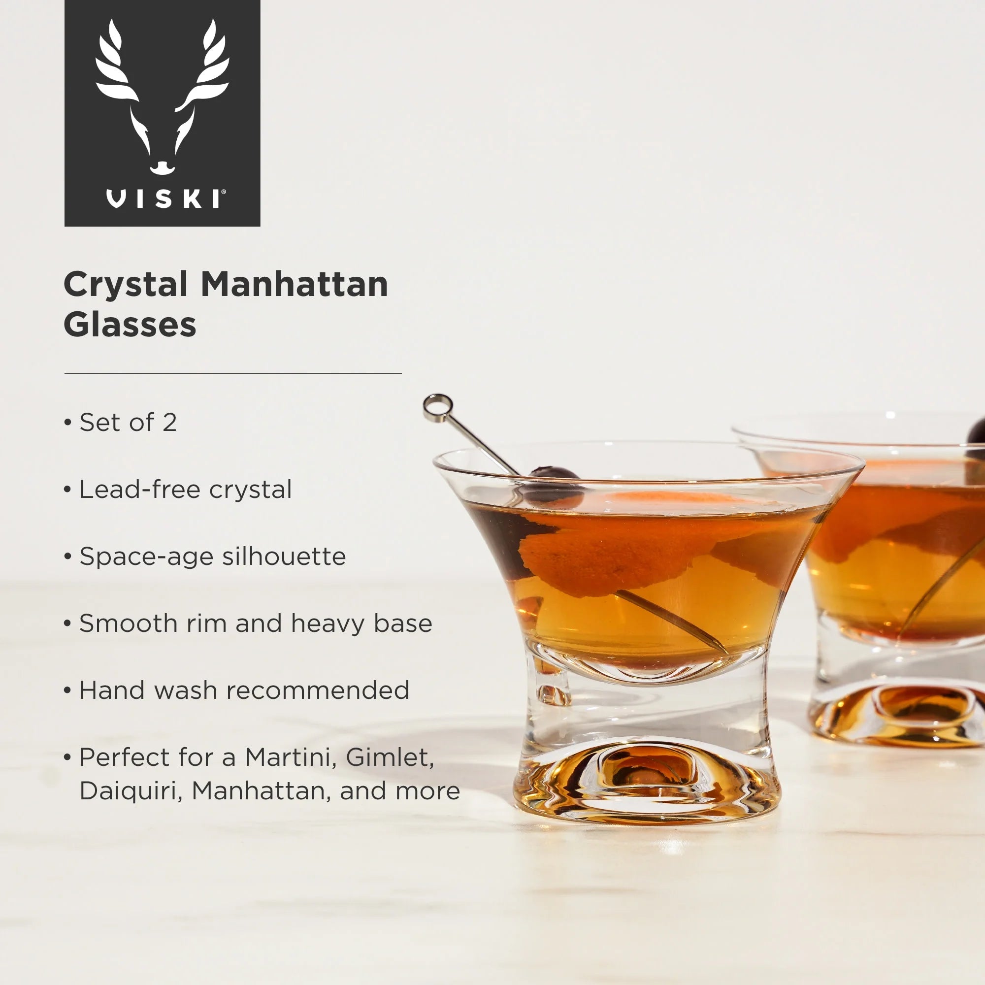 Heavy Base Crystal Manhattan Glasses Cocktail Glass Set J91485