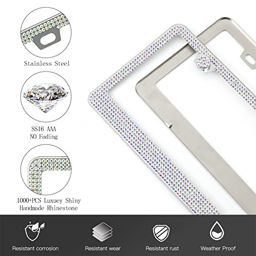 Black Stainless Steel Rhinestone License Plate Frame 2 Pack W537124