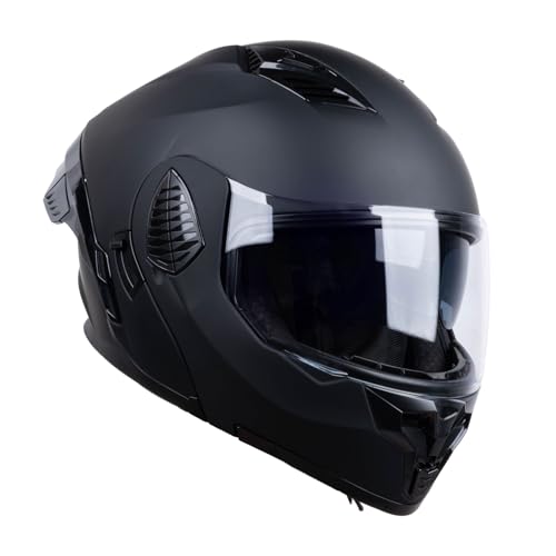 Matt Black Medium Full Face Modular Motorcycle Helmet D7319