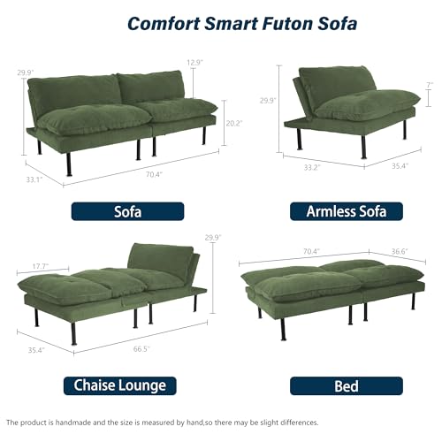 Green 4 in 1 Convertible Futon Sofa Bed U9427