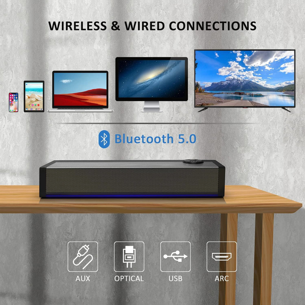 16" Small Soundbar with Wireless Bluetooth, HDMI/Opt/AUX/USB Connection, Pack of 2 X333