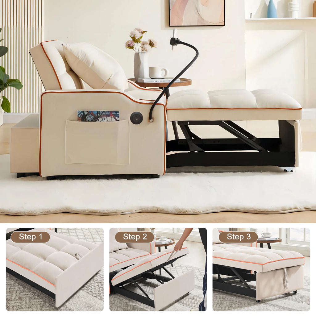Beige Sleeper Chair Bed R586