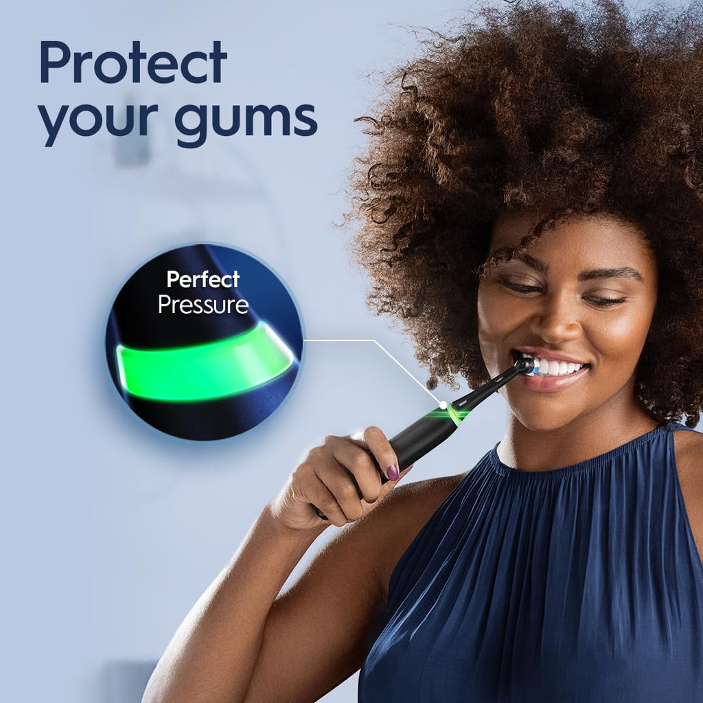 Black Rechargeable Electric Toothbrush with Visible Pressure Sensor, 2 Minute Timer, 5 Cleaning Settings, 1 Replacement Toothbrush Heads, and Travel Case J786