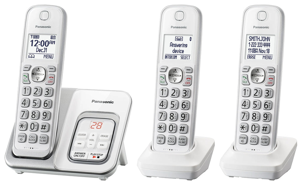 Expandable Cordless Phone System with Answering Machine and Call Block - 3 Cordless Handsets T487