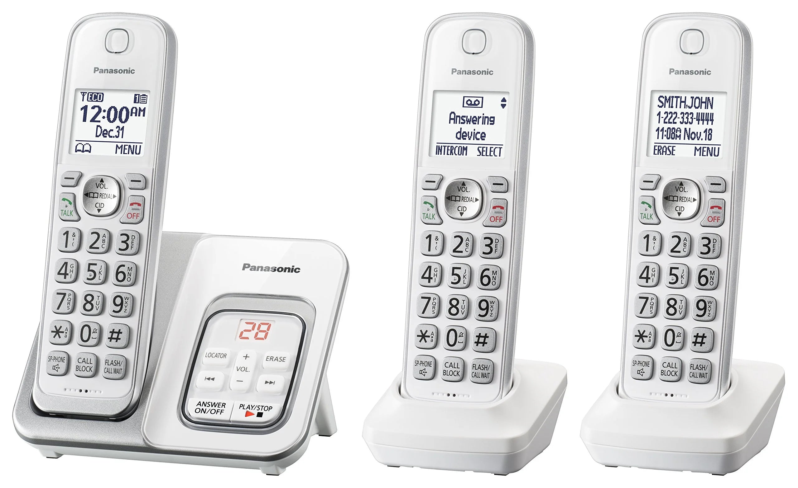 Expandable Cordless Phone System with Answering Machine and Call Block - 3 Cordless Handsets T487