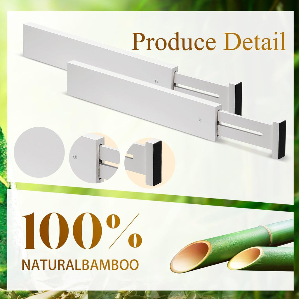 12 Pieces White Expandable Bamboo Drawer Dividers U739721