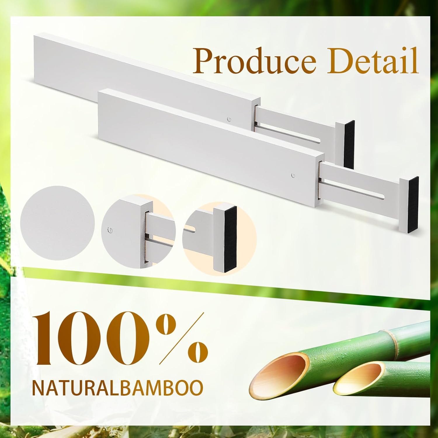 12 Pieces White Expandable Bamboo Drawer Dividers U739721