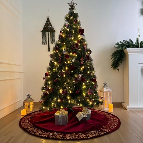 Burgundy Velvet Christmas Tree Skirt I493