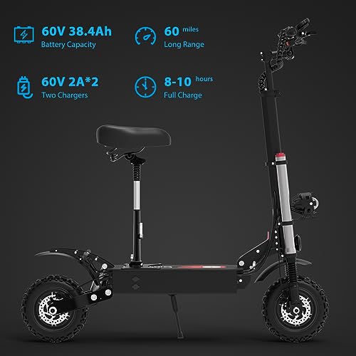 60V 38.4Ah Dual Motor Electric Scooter with 11" All-Terrain Tires D560