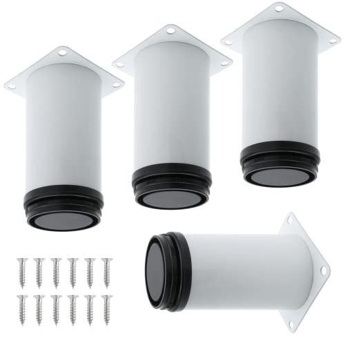 Pack of 4 White Adjustable Stainless Steel Furniture Leg U7323