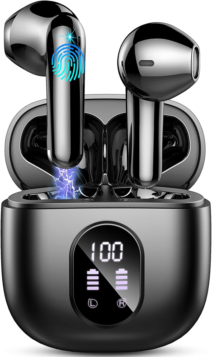 Wireless Earbuds Bluetooth 5.3 50H Playback Hi-Fi Stereo 4 ENC Mics LED Display Charging Case IP7 Waterproof W107249