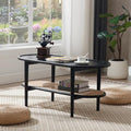 Walnut Oval Cane Coffee Table F5829