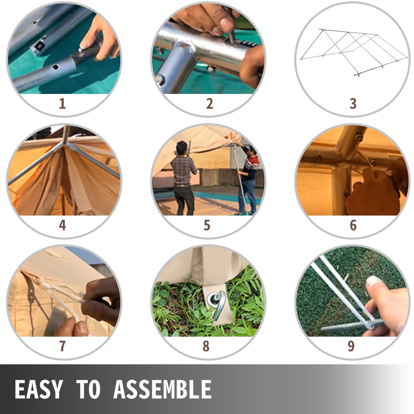 Canvas Wall Tent 10x12ft with PVC Storm Flap Waterproof with Stove Hole K98550