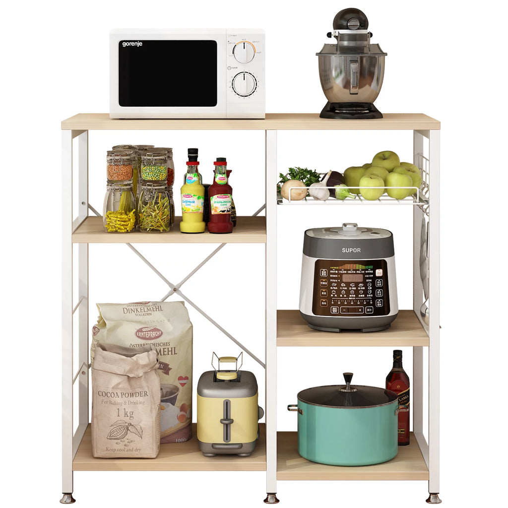 White Oak Bakers Rack with Basket M238