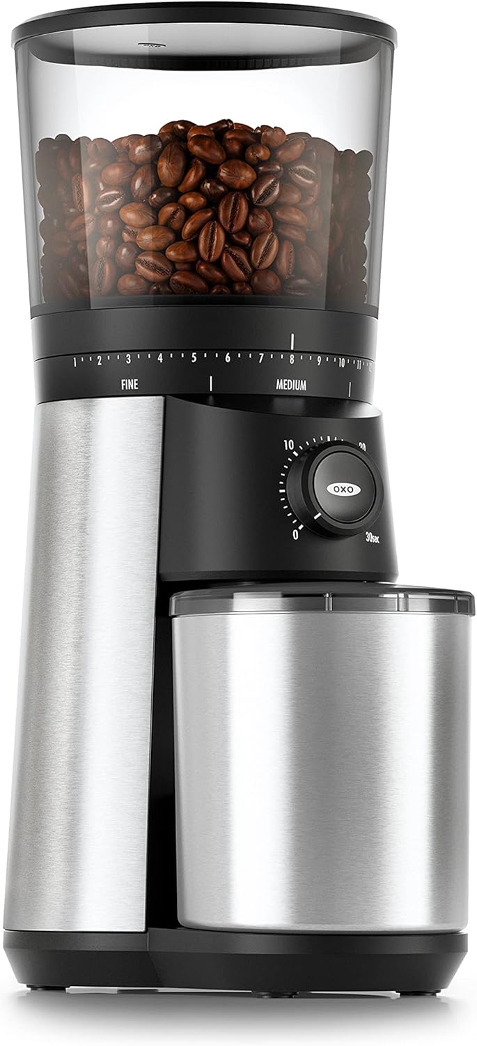Stainless Steel 8 Cup Coffee Maker and Conical Burr Coffee Grinder R343595