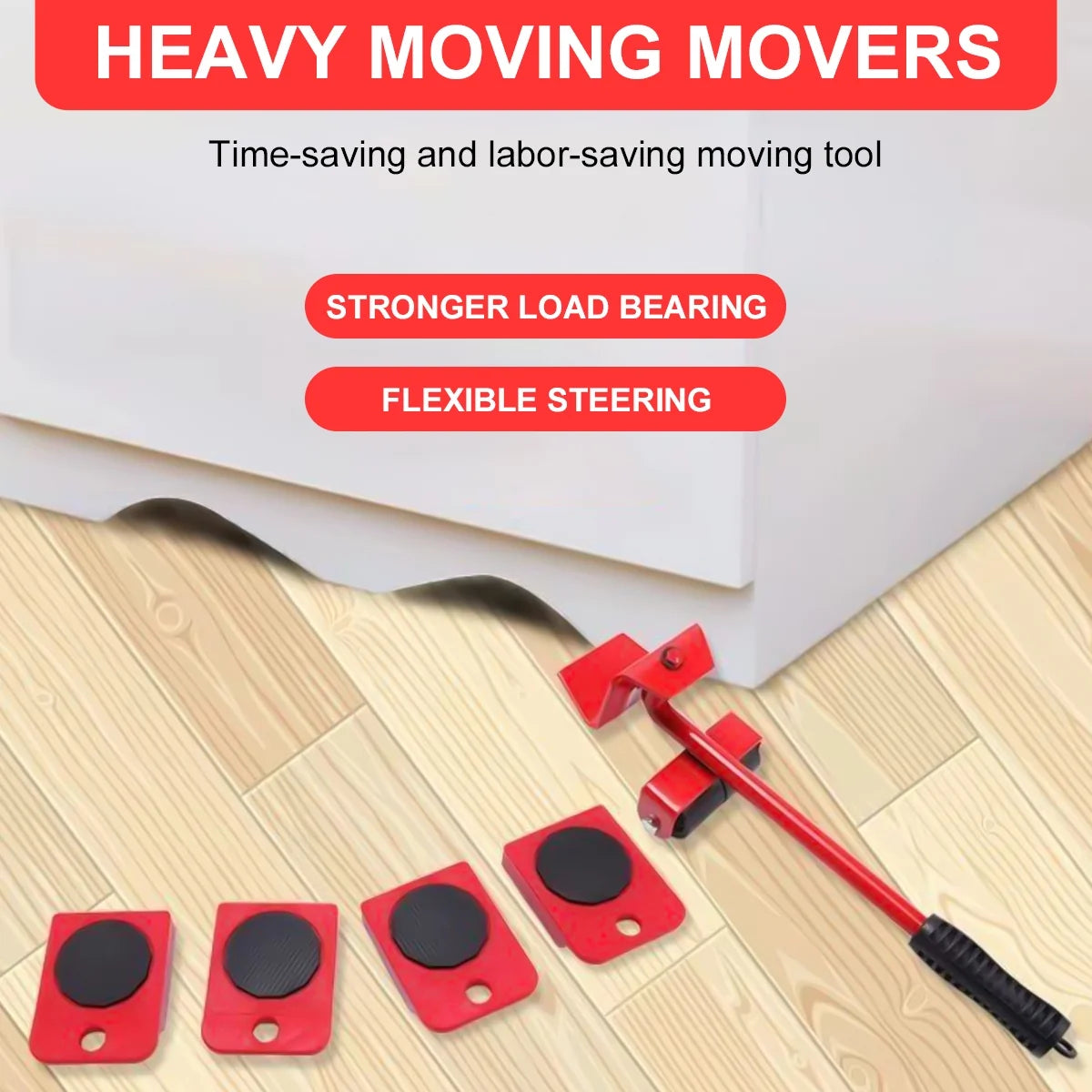 Heavy Duty Furniture Lifter Tool Transport Shifter Appliance Rollers Sliders L1589