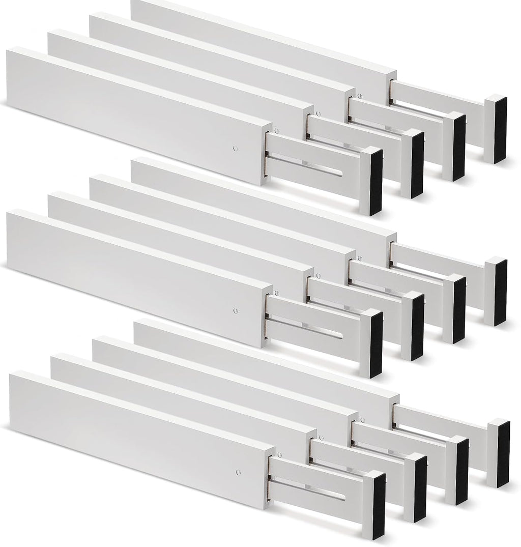 12 Pieces White Expandable Bamboo Drawer Dividers U739721