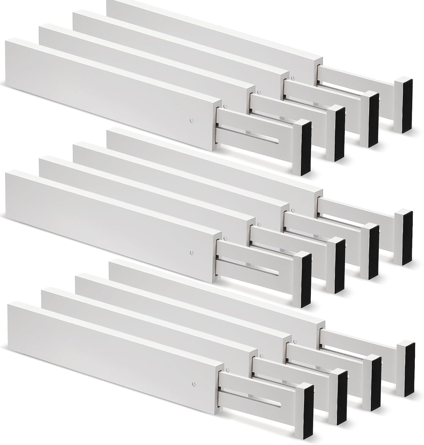 12 Pieces White Expandable Bamboo Drawer Dividers U739721