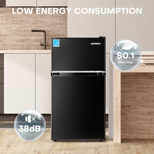3.1 Cu.Ft Double Door Mini Fridge with Freezer, Black Y562561