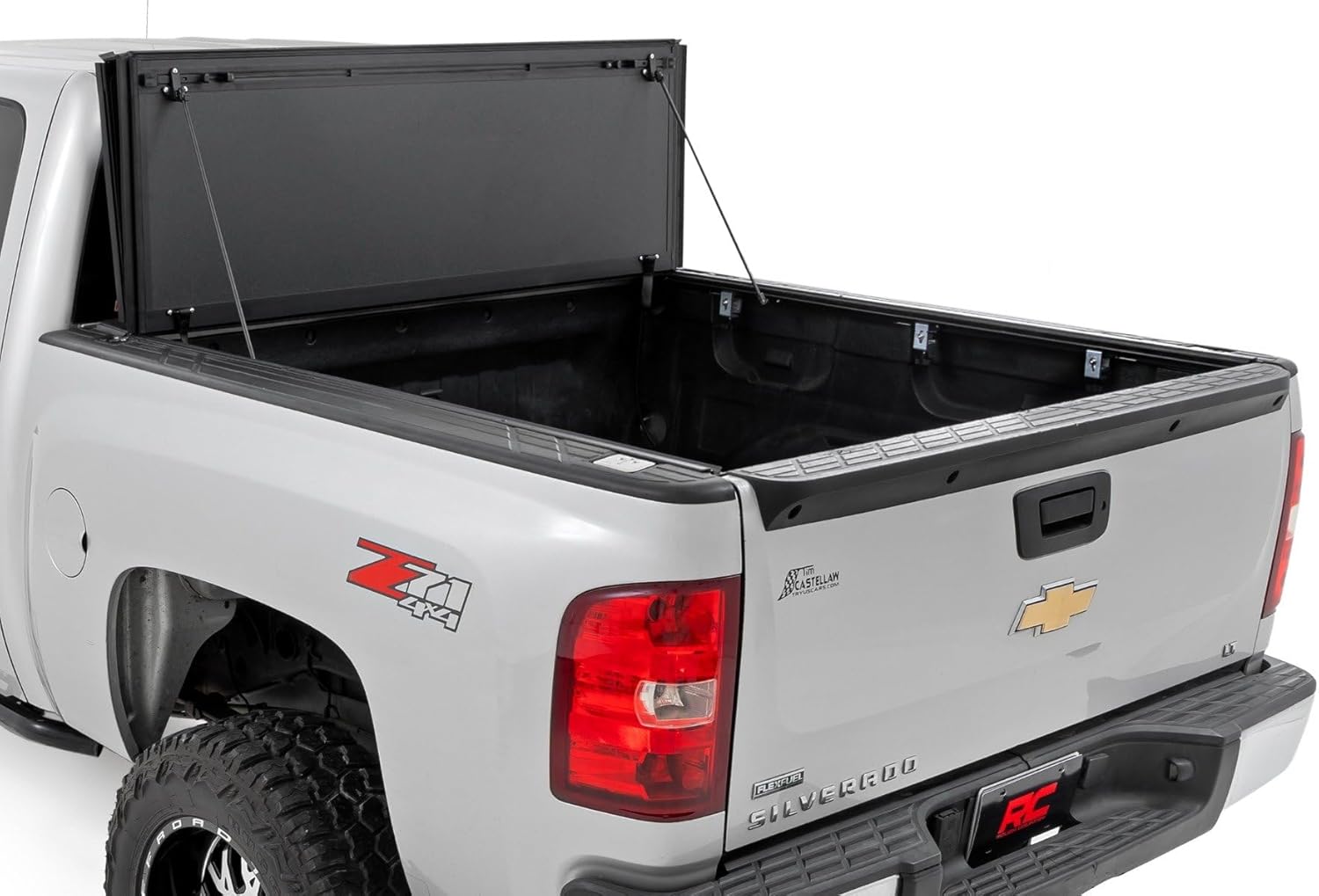 Hard Tri-Fold Flip Up Truck Bed Tonneau Cover for 5'9 Bed w/Rail Caps L64253