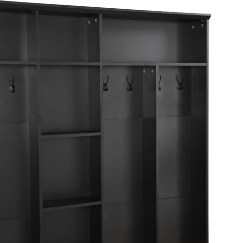 White Hall Tree with Shoe Storage Bench and Coat Rack Y24319