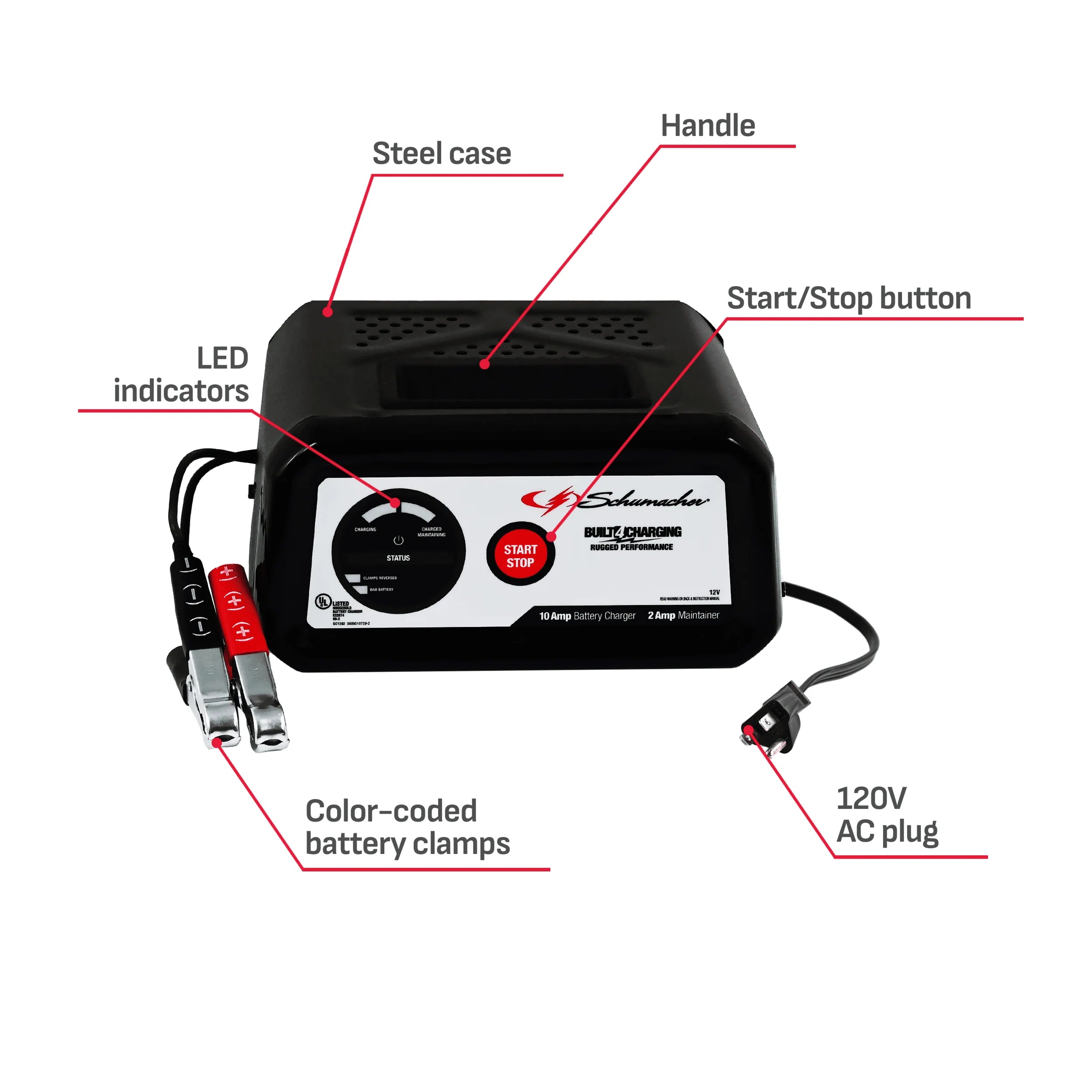 10-Amp 12V Fully Automatic Battery Charger and Maintainer V270