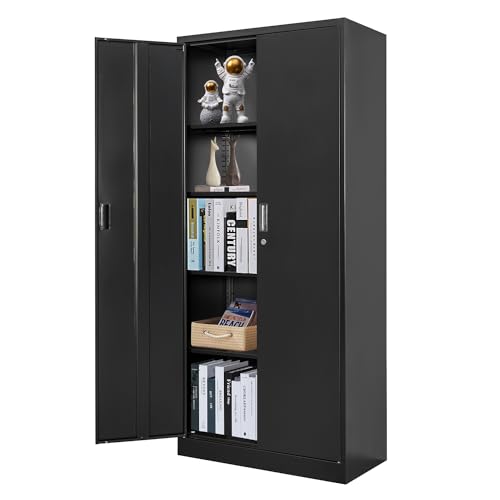 72" Lockable Steel Storage Cabinet with Doors and Shelves O65639