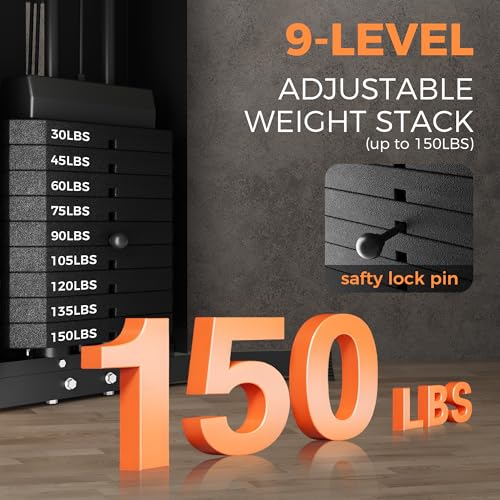 150LBS Weight Stack Home Gym Equipment with Pulley System D327