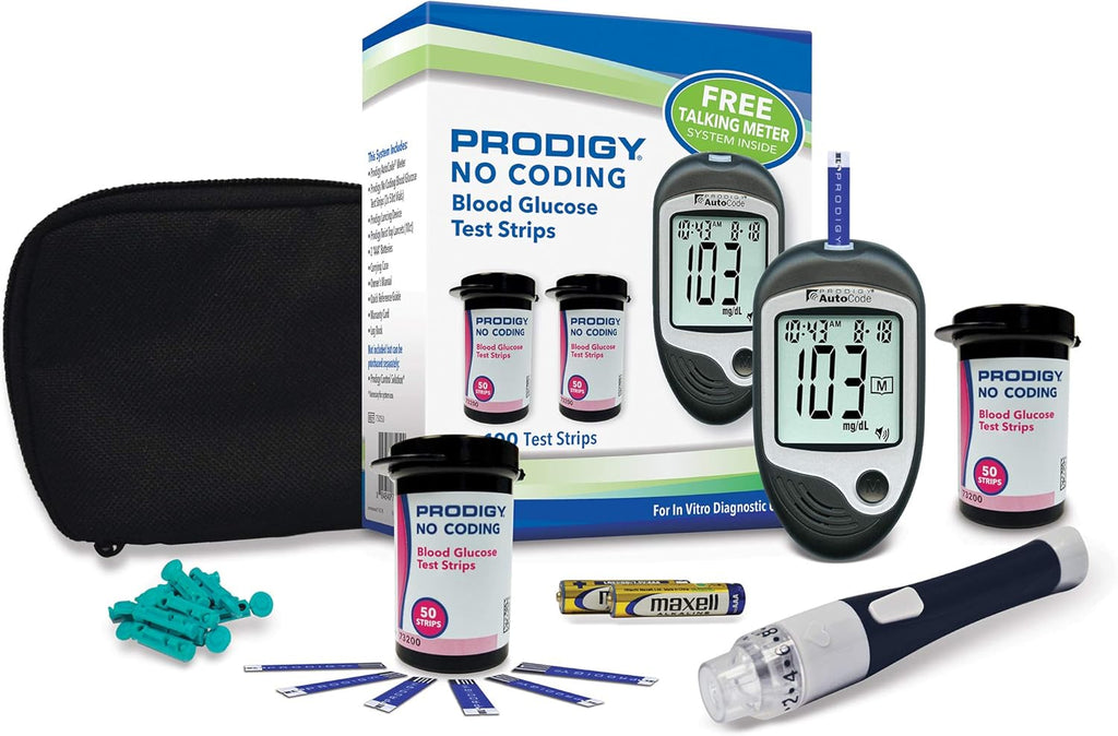 Glucose Monitor Kit with Meter, 100ct Test Strips, 10ct Lancets, Lancing Device, Carrying Case, Log Book C84973