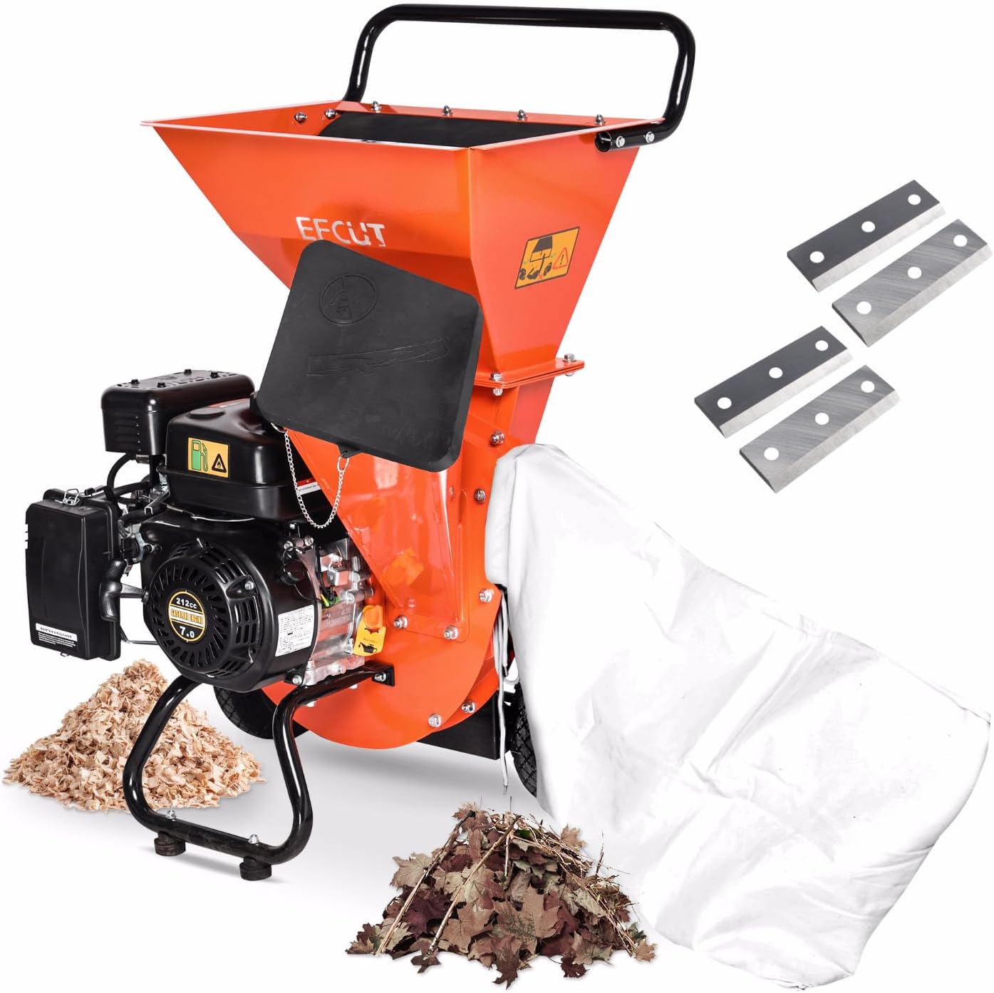 3-in-1 Wood Chipper Shredder Mulcher with Blade Replacements (2 Sets) N458