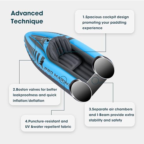 1 Person Inflatable Kayak Set with Adjustable Seats and Backrest, Air Pump and Carry Bag B409