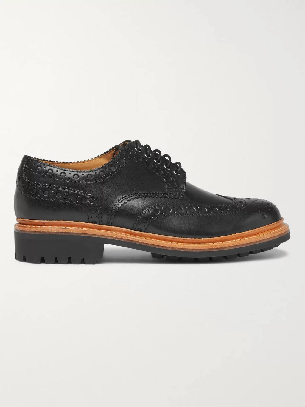 Black Leather Wingtip Brogues R17467