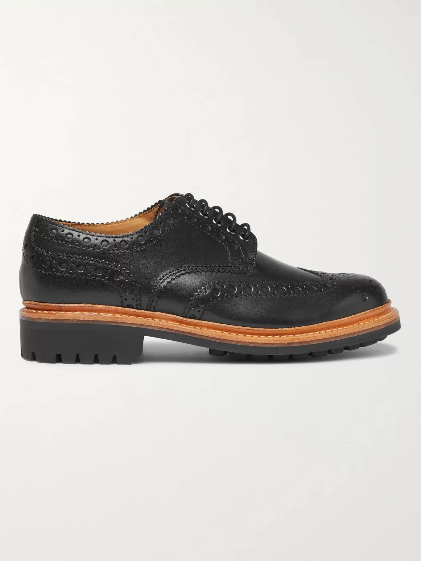 Black Leather Wingtip Brogues R17467