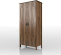 Walnut Brown 2-Doors Wood Armoire Wardrobe Closet with Fixed Shelves and Hanging Rack M110984