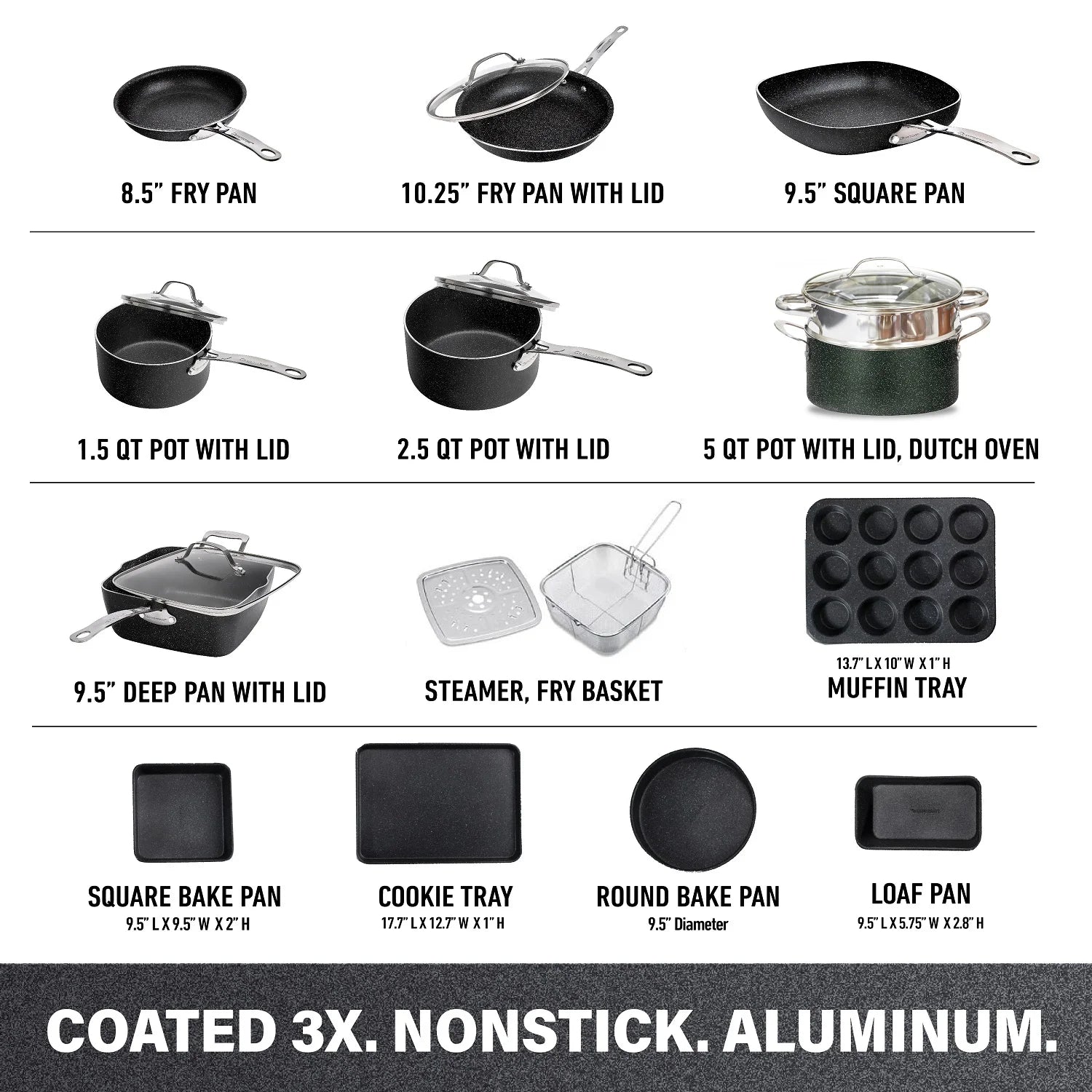 20 Piece Nonstick Cookware and Bakeware Set D57457