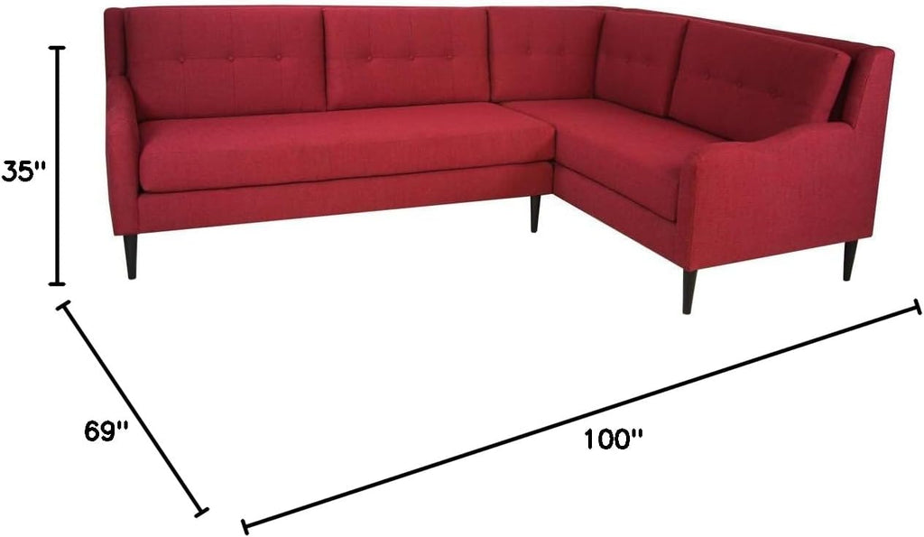 Red Mid-Century Sectional Sofa V974