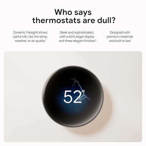 Polished Obsidian Smart Thermostat with Temperature Sensor P112364