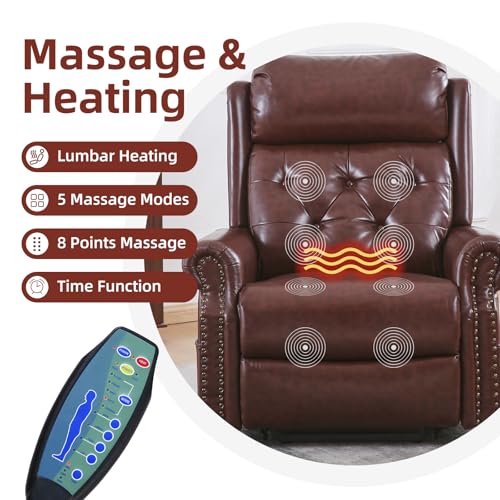 Oversized Power Lift Recliner Chair with Massage and Heat Chenille C4107