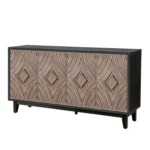 Antique Black Sideboard Buffet Cabinet with Solid Wood Legs Y509