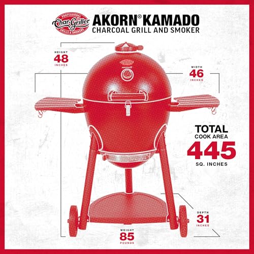 Kamado Charcoal Grill and Smoker with Cast Iron Grates and Locking Lid in Graphite A56345