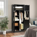 White Metal Armoire Wardrobe Closet with 2 Doors & 2 Drawers and Hanging Rod J3526