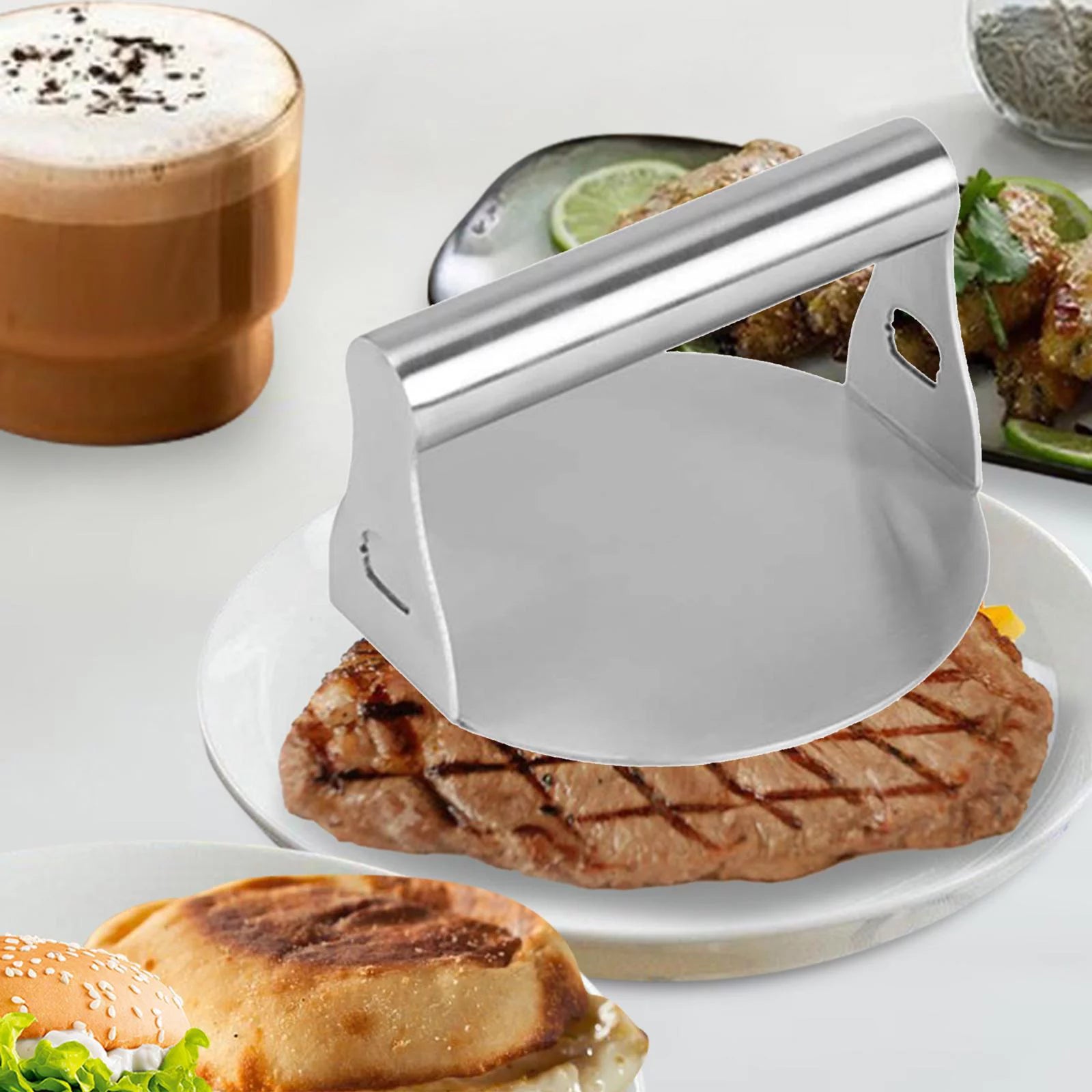 Stainless Steel Nonstick Hamburger Press V9528