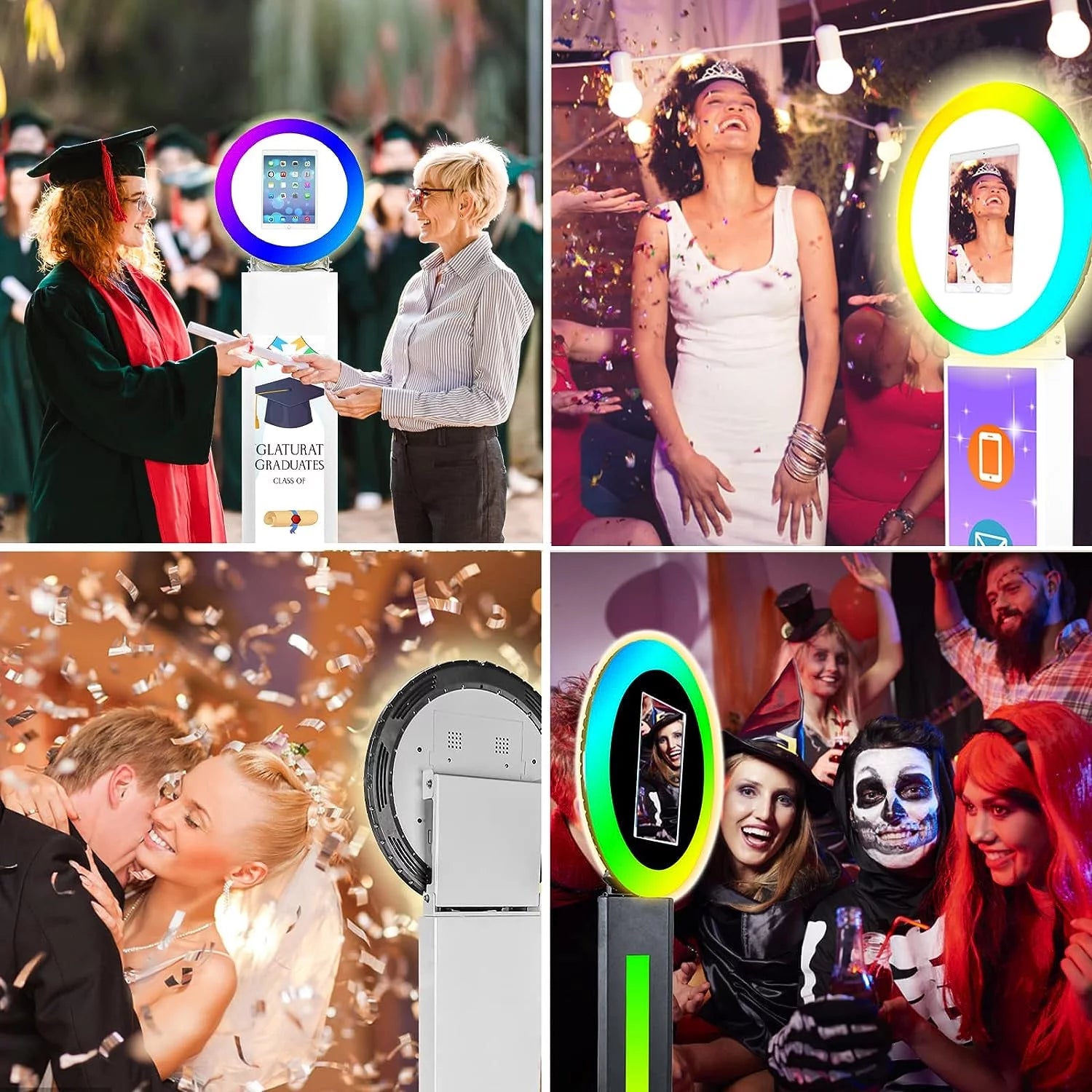 iPad Photo Booth Machine with Portable Tote Bag, RGB Ring Light, Remote Control X89048
