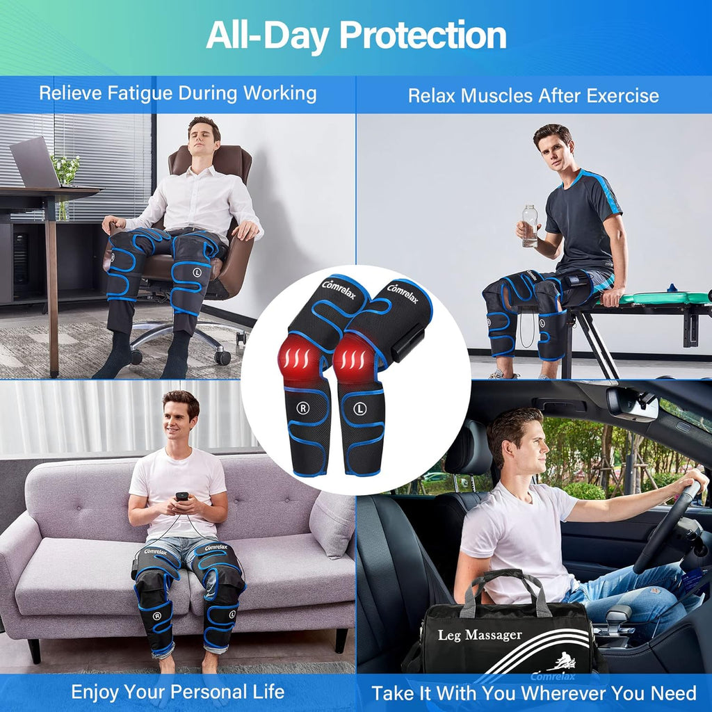 Rechargeable Cordless Air Compression Leg Massager with Heat, 3 Modes 3 Intensities S584651