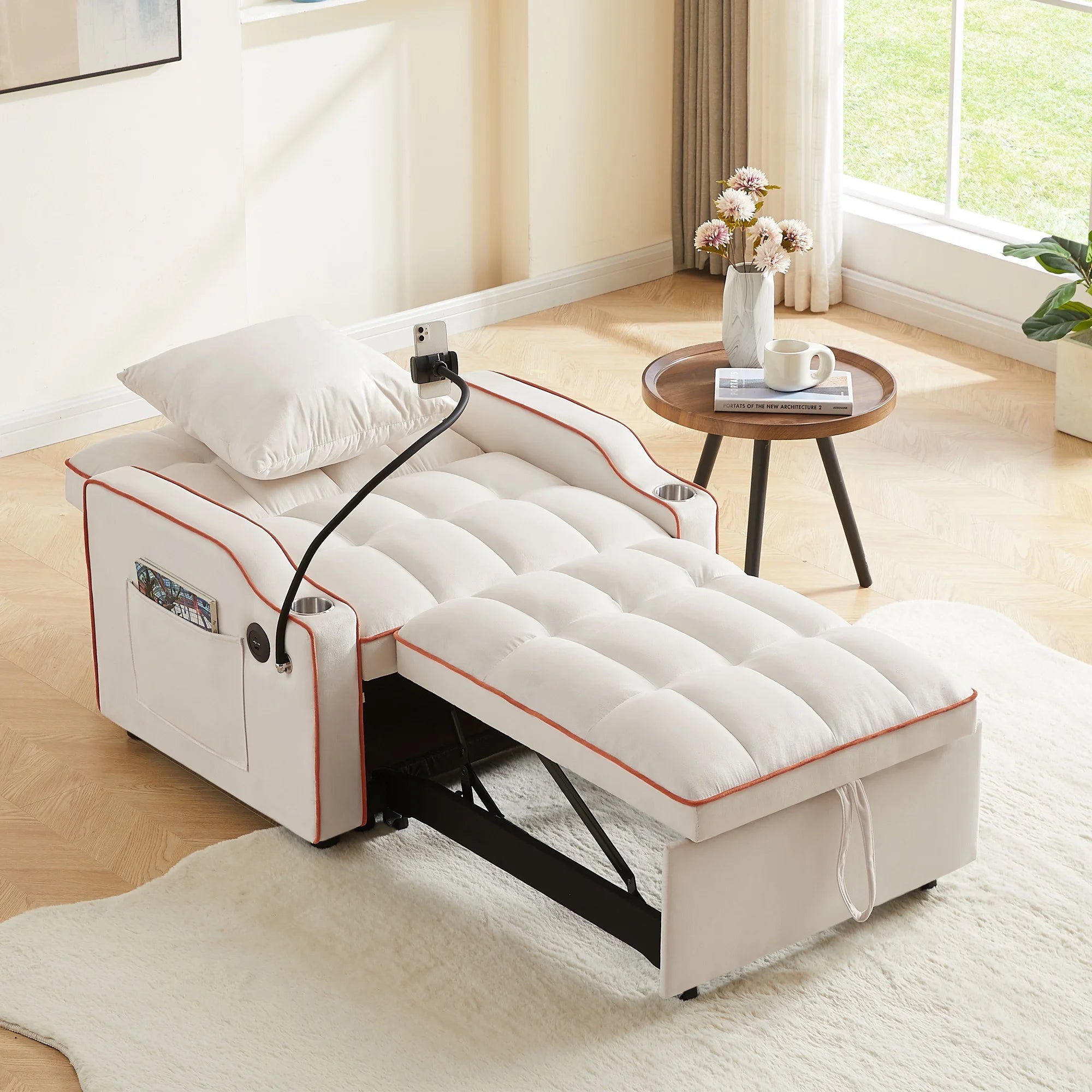 Beige Sleeper Chair Bed R586