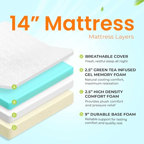 Queen 12 in Cooling Gel Memory Foam Mattress T5593