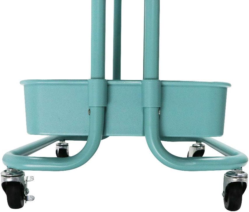 Blue 4-Tier Plastic Rolling Cart with Slim Shelves Z23925