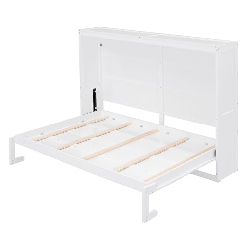 White Solid Wood Queen Size Foldable Platform Bed A328130