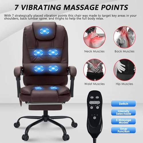 Black Leather High Back Ergonomic Office Chair with Footrest Y592248